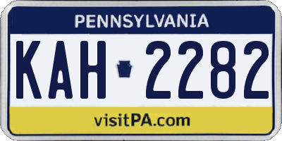 PA license plate KAH2282