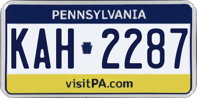 PA license plate KAH2287
