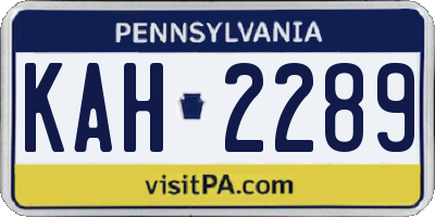 PA license plate KAH2289