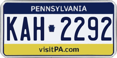 PA license plate KAH2292