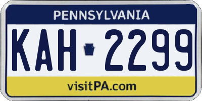 PA license plate KAH2299