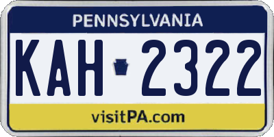 PA license plate KAH2322