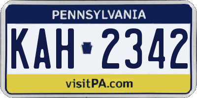 PA license plate KAH2342