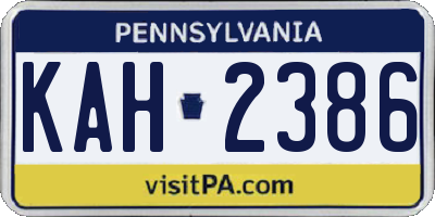 PA license plate KAH2386