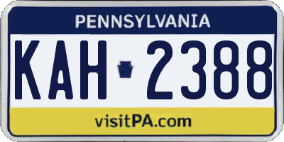PA license plate KAH2388