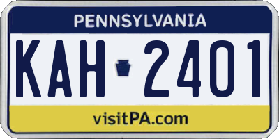 PA license plate KAH2401