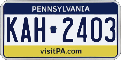 PA license plate KAH2403