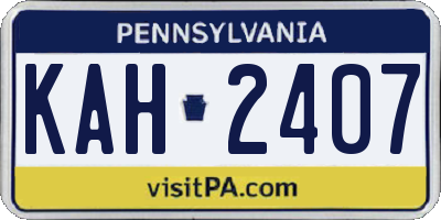 PA license plate KAH2407