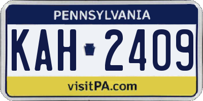 PA license plate KAH2409