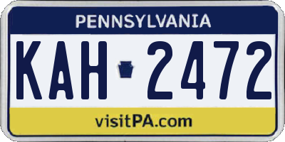 PA license plate KAH2472