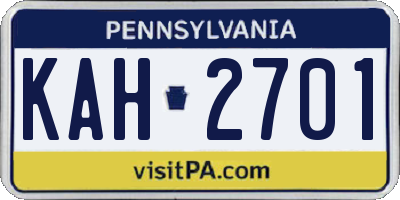 PA license plate KAH2701