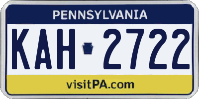 PA license plate KAH2722