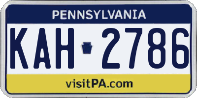 PA license plate KAH2786