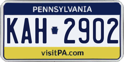 PA license plate KAH2902