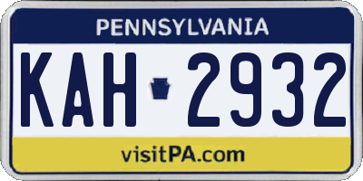 PA license plate KAH2932
