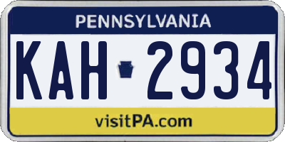 PA license plate KAH2934