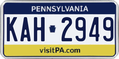 PA license plate KAH2949