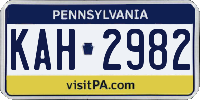 PA license plate KAH2982