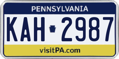 PA license plate KAH2987