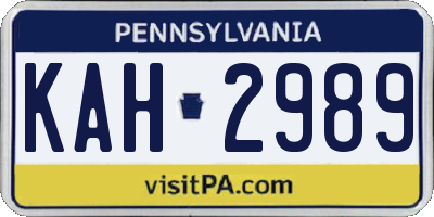 PA license plate KAH2989