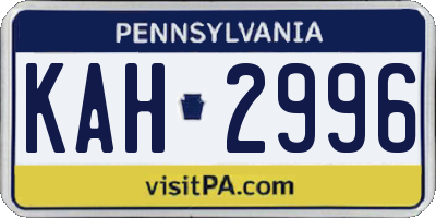 PA license plate KAH2996