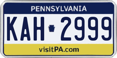 PA license plate KAH2999