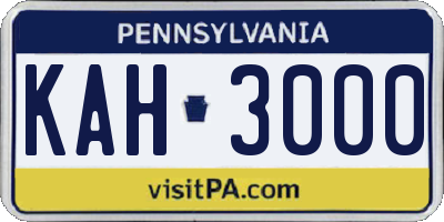 PA license plate KAH3000