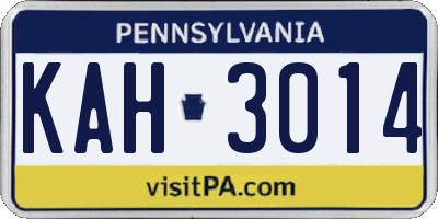 PA license plate KAH3014