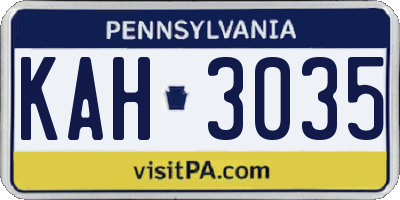 PA license plate KAH3035