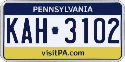 PA license plate KAH3102