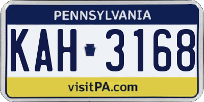 PA license plate KAH3168