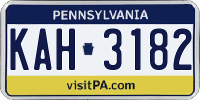 PA license plate KAH3182