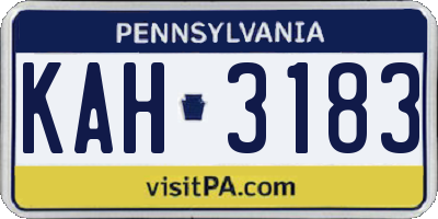 PA license plate KAH3183