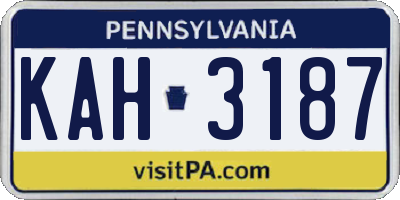 PA license plate KAH3187