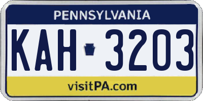 PA license plate KAH3203