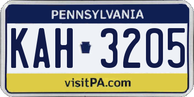 PA license plate KAH3205