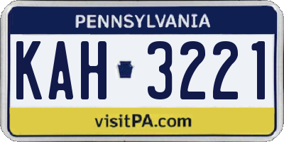 PA license plate KAH3221