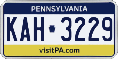 PA license plate KAH3229
