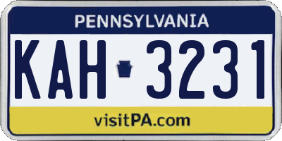 PA license plate KAH3231