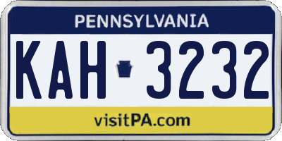 PA license plate KAH3232