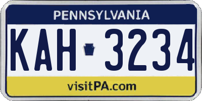 PA license plate KAH3234