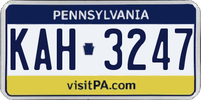 PA license plate KAH3247