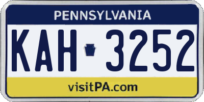 PA license plate KAH3252