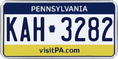 PA license plate KAH3282
