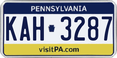 PA license plate KAH3287