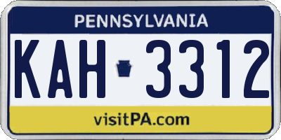PA license plate KAH3312