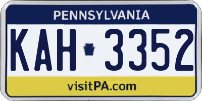 PA license plate KAH3352