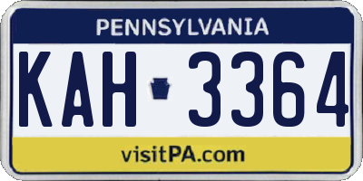 PA license plate KAH3364
