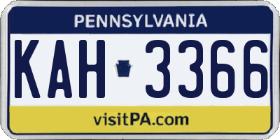 PA license plate KAH3366