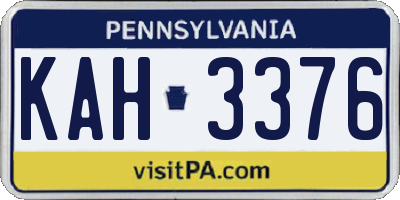PA license plate KAH3376